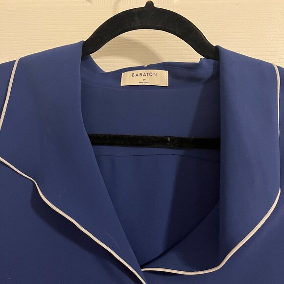 Aritzia Babaton Rena Blouse - Blue with White Trim - Size M - Picture 3 of 4